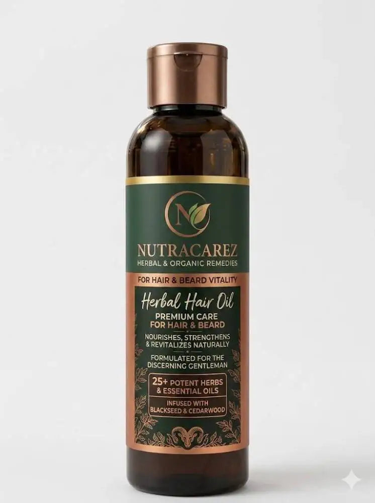 NutraCarez Men's Herbal Hair & Beard Oil – Advanced Natural Formula with 25+ Herbs & Essential Oils