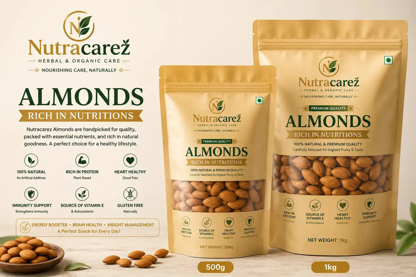 PREMIUM QUALITY ALMONDS (1000g)