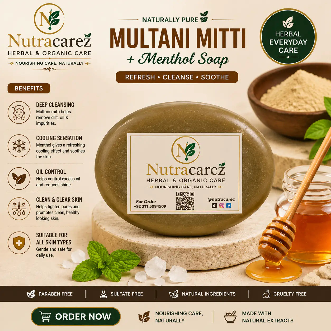 NUTRACAREZ Multani mitti+ menthol soap
