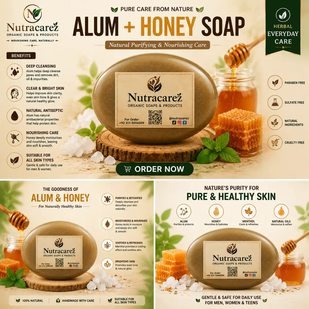 NUTRACAREZ Alum+honey soap