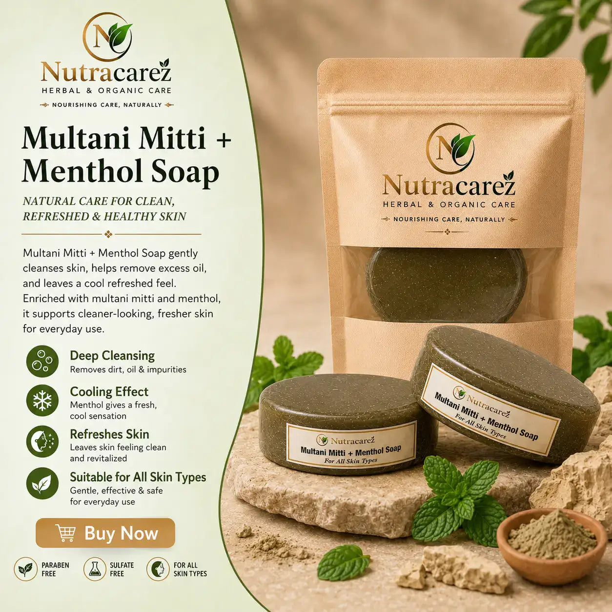 NUTRACAREZ Multani mitti+ menthol soap