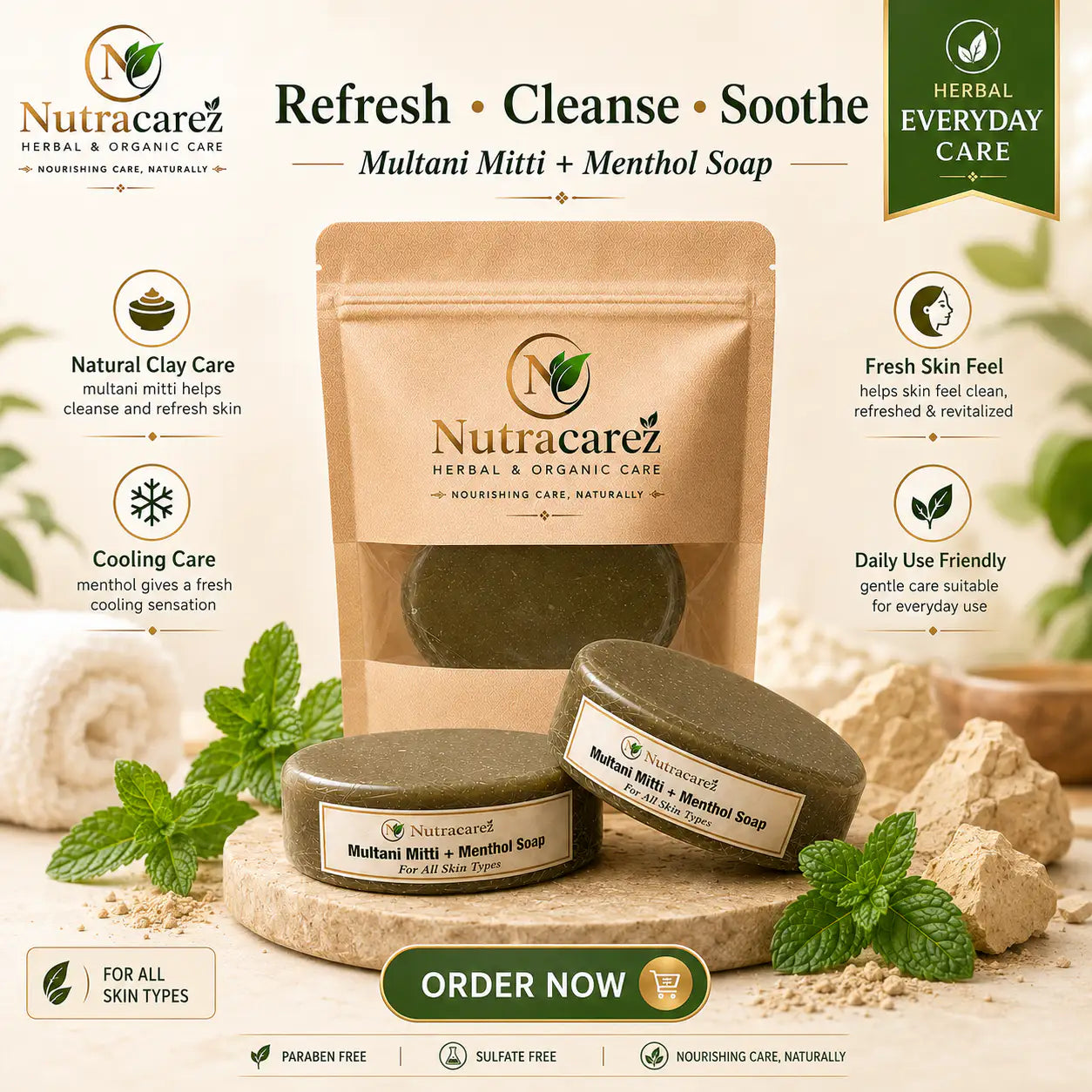 NUTRACAREZ Multani mitti+ menthol soap