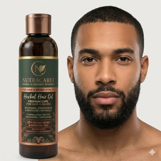 NutraCarez Men's Herbal Hair & Beard Oil – Advanced Natural Formula with 25+ Herbs & Essential Oils
